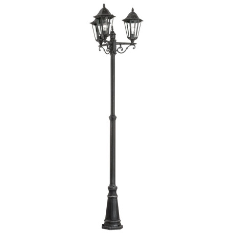 Уличный фонарь Eglo Navedo 93465, IP44, 3xE27x60W, черный с серебряной патиной, прозрачный, металл, металл со стеклом