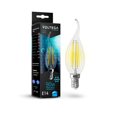 Филаментная светодиодная лампа Voltega Crystal 7133 свеча на ветру E14 6,5W, 4000K CRI80 220V, гарантия 3 года - миниатюра 2