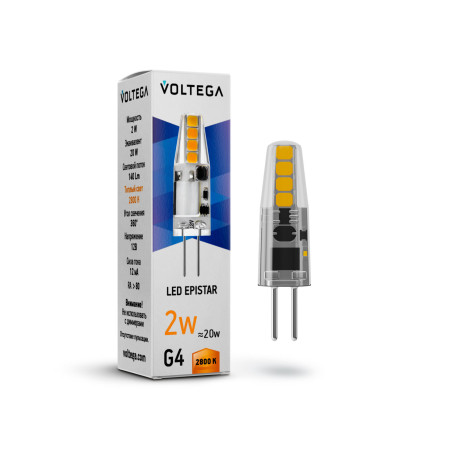 Светодиодная лампа Voltega Simple 7142 капсульная G4 2W, 2800K (теплый) CRI80 220V, гарантия 2 года - миниатюра 2