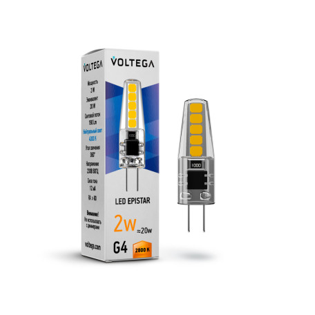 Светодиодная лампа Voltega Simple 7144 капсульная G4 2W, 2800K (теплый) CRI80 220V, гарантия 2 года - миниатюра 2