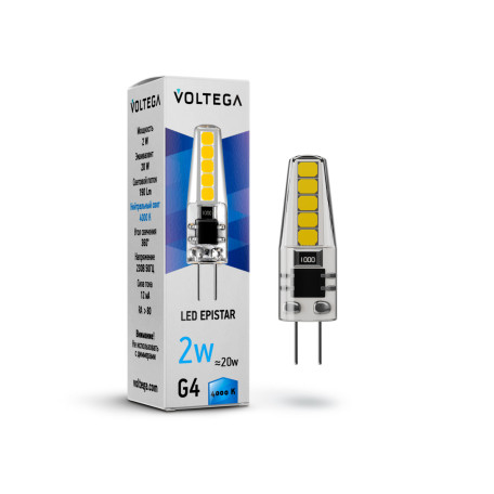 Светодиодная лампа Voltega Simple 7145 капсульная G4 2W, 4000K CRI80 220V, гарантия 2 года - миниатюра 2