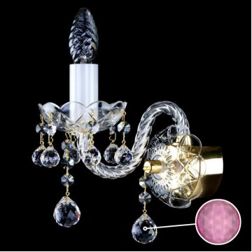 Бра Artglass MIRKA I. FULL CUT CE - 1001, 1xE14x40W, золото с прозрачным, золото с белым, прозрачный с золотом, розовый, стекло, хрусталь Artglass Crystal Exclusive - миниатюра 1