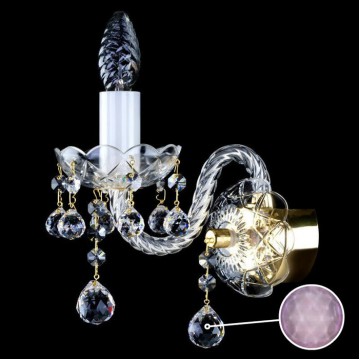 Бра Artglass MIRKA I. FULL CUT CE - 1006, 1xE14x40W, золото с прозрачным, золото с белым, прозрачный с золотом, прозрачный с белым, сиреневый, стекло, хрусталь Artglass Crystal Exclusive - миниатюра 1