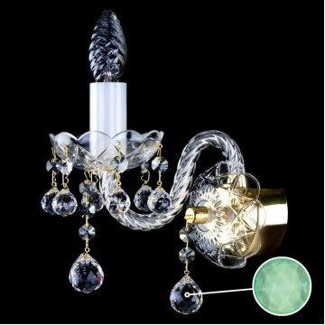 Бра Artglass MIRKA I. FULL CUT CE - 5005, 1xE14x40W, золото с прозрачным, золото с белым, прозрачный с золотом, зеленый, стекло, хрусталь Artglass Crystal Exclusive - миниатюра 1