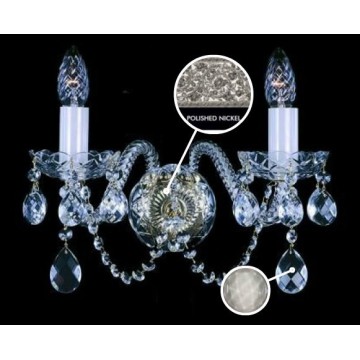 Бра Artglass MIRKA II. FULL CUT WHITE NICKEL CE, 2xE14x40W, никель с прозрачным, никель с белым, прозрачный с никелем, прозрачный, стекло, хрусталь Artglass Crystal Exclusive