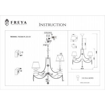 Схема с размерами Freya FR2909-PL-05-CH