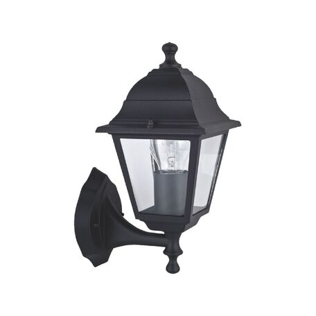 Настенный фонарь Favourite Leon 1812-1W, IP44, 1xE27x60W, черный, прозрачный, металл, металл со стеклом