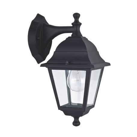 Настенный фонарь Favourite Leon 1813-1W, IP44, 1xE27x60W, черный, прозрачный, металл, металл со стеклом