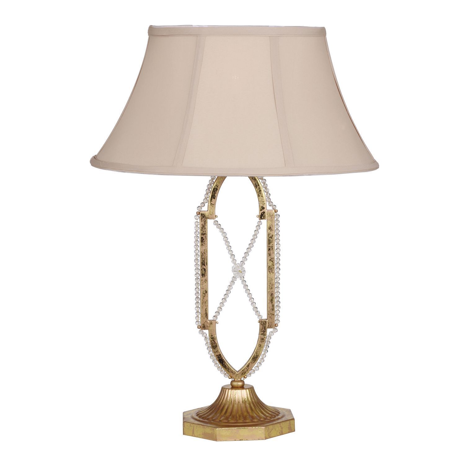 Настольная лампа Favourite Marquise 1922-1T, 1xE27x40W, матовое золото, бежевый, металл с хрусталем, текстиль - фото 1