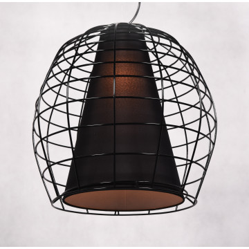 Подвесной светильник Lumina Deco BOLZANO LDP 090 BK, 1xE27x40W, черный, металл с текстилем - миниатюра 2