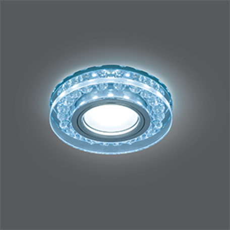 Встраиваемый светильник Gauss Backlight BL045, 1xGU5.3x50W + LED 4100K, хром, прозрачный, стекло