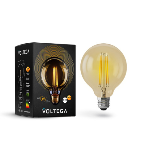 Филаментная светодиодная лампа Voltega Loft LED 7084 шар малый E27 6W, 2800K (теплый) CRI80 220V, гарантия 3 года - миниатюра 2