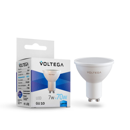 Светодиодная лампа Voltega Simple 7057 MR16 GU10 7W, 4000K CRI80 220V, гарантия 2 года