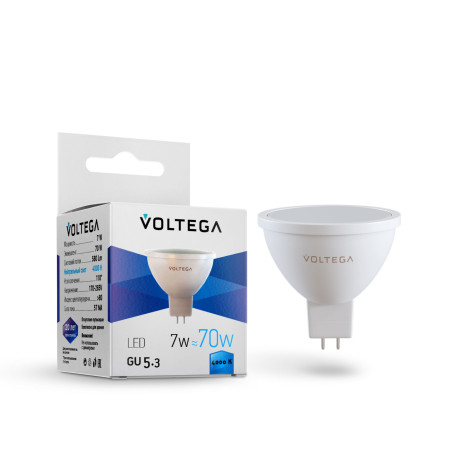 Светодиодная лампа Voltega Simple 7059 MR16 GU5.3 7W, 4000K CRI80 220V, гарантия 2 года