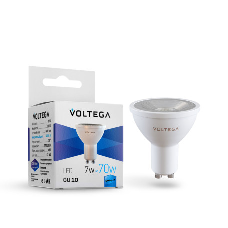 Светодиодная лампа Voltega Lens 7061 MR16 GU10 7W, 4000K CRI80 220V, гарантия 2 года