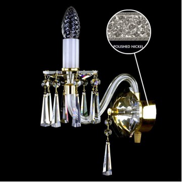 Бра Artglass NIKITA I. NICKEL SP, 1xE14x40W, никель с прозрачным, никель с белым, прозрачный с никелем, прозрачный, стекло, кристаллы SPECTRA Swarovski - миниатюра 1
