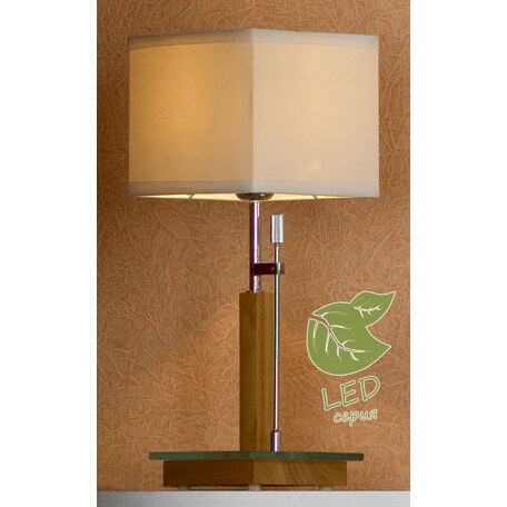 Настольная лампа Lussole Montone GRLSF-2504-01, IP21, 1xE27x10W, коричневый, белый, металл со стеклом, дерево, текстиль