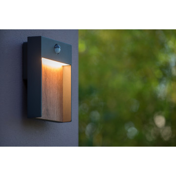 Настенный светодиодный светильник Lucide Jellum 28863/15/30, IP54, LED 15W 3000K 600lm, коричневый, черный, дерево, металл - миниатюра 3