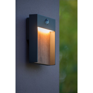 Настенный светодиодный светильник Lucide Jellum 28863/15/30, IP54, LED 15W 3000K 600lm, коричневый, черный, дерево, металл - миниатюра 4