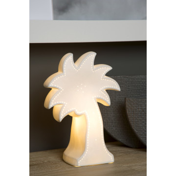 Настольная лампа-ночник Lucide Palm 13523/01/31, 1xE14x25W, белый, керамика - миниатюра 3
