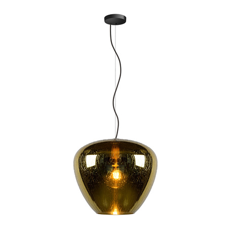 Подвесной светильник Lucide Soufian 70478/40/01, 1xE27x60W, черный, янтарь, металл, стекло