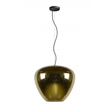 Подвесной светильник Lucide Soufian 70478/40/01, 1xE27x60W, черный, янтарь, металл, стекло - миниатюра 2