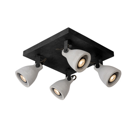 Потолочная люстра с регулировкой направления света Lucide Concri-LED 05910/19/30, 4xGU10x5W, черный, серый, металл, бетон - миниатюра 1