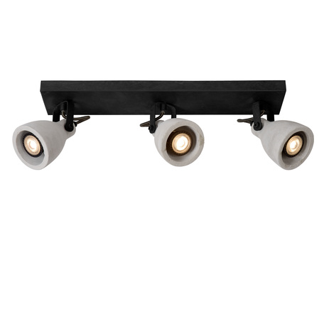 Потолочный светильник с регулировкой направления света Lucide Concri-LED 05910/15/30, 3xGU10x5W, черный, серый, металл, бетон