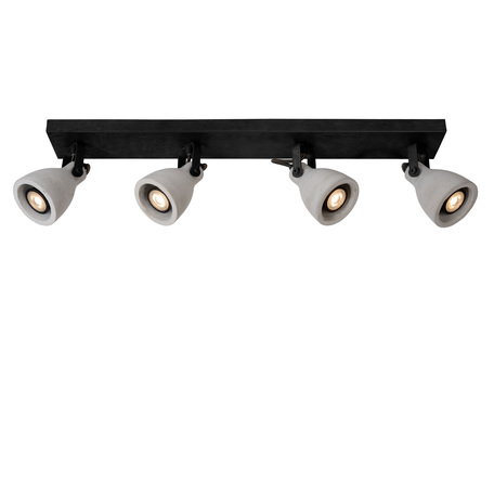 Потолочный светильник с регулировкой направления света Lucide Concri-LED 05910/20/30, 4xGU10x5W, черный, серый, металл, бетон - миниатюра 1