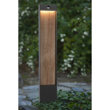 Уличный светодиодный фонарь Lucide Jellum 28864/15/30, IP54, LED 15W 3000K 600lm, коричневый, черный, дерево, металл - миниатюра 3