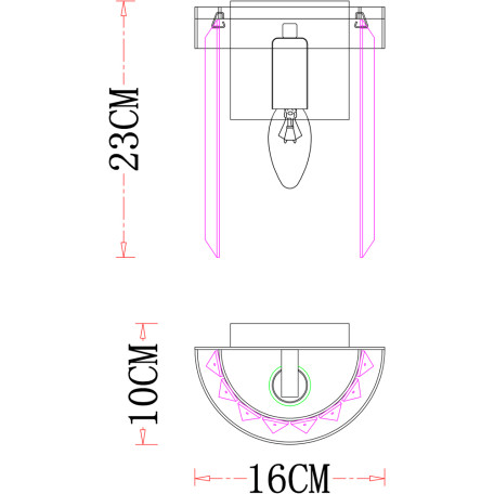 Схема с размерами Arte Lamp A1003AP-1CC