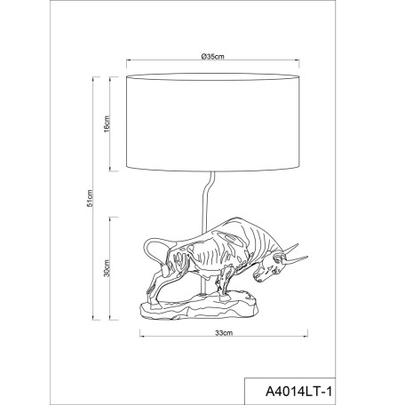 Схема с размерами Arte Lamp A4014LT-1GO