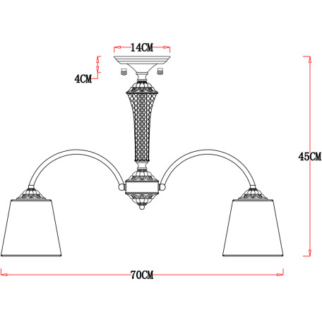 Схема с размерами Arte Lamp A7301PL-5PB