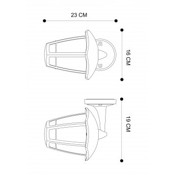 Схема с размерами Arte Lamp A6064AL-1BK