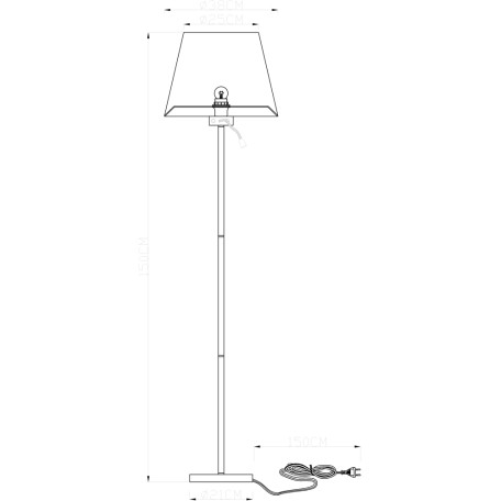 Схема с размерами Arte Lamp A2581PN-2AB