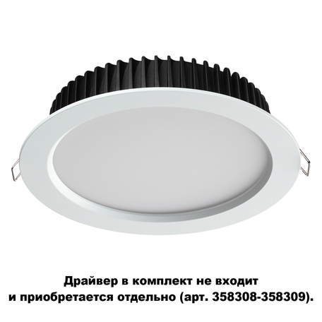 Светодиодная панель Novotech Spot Drum 358306, IP44, LED 20W 4000K 1500lm, белый, металл с пластиком