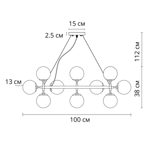 Схема с размерами Arte Lamp A1664SP-25GO