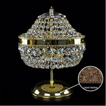 Настольная лампа Artglass PENNY LIGHT PATINA SP, 3xE14x40W, бронза, прозрачный, металл, кристаллы SPECTRA Swarovski