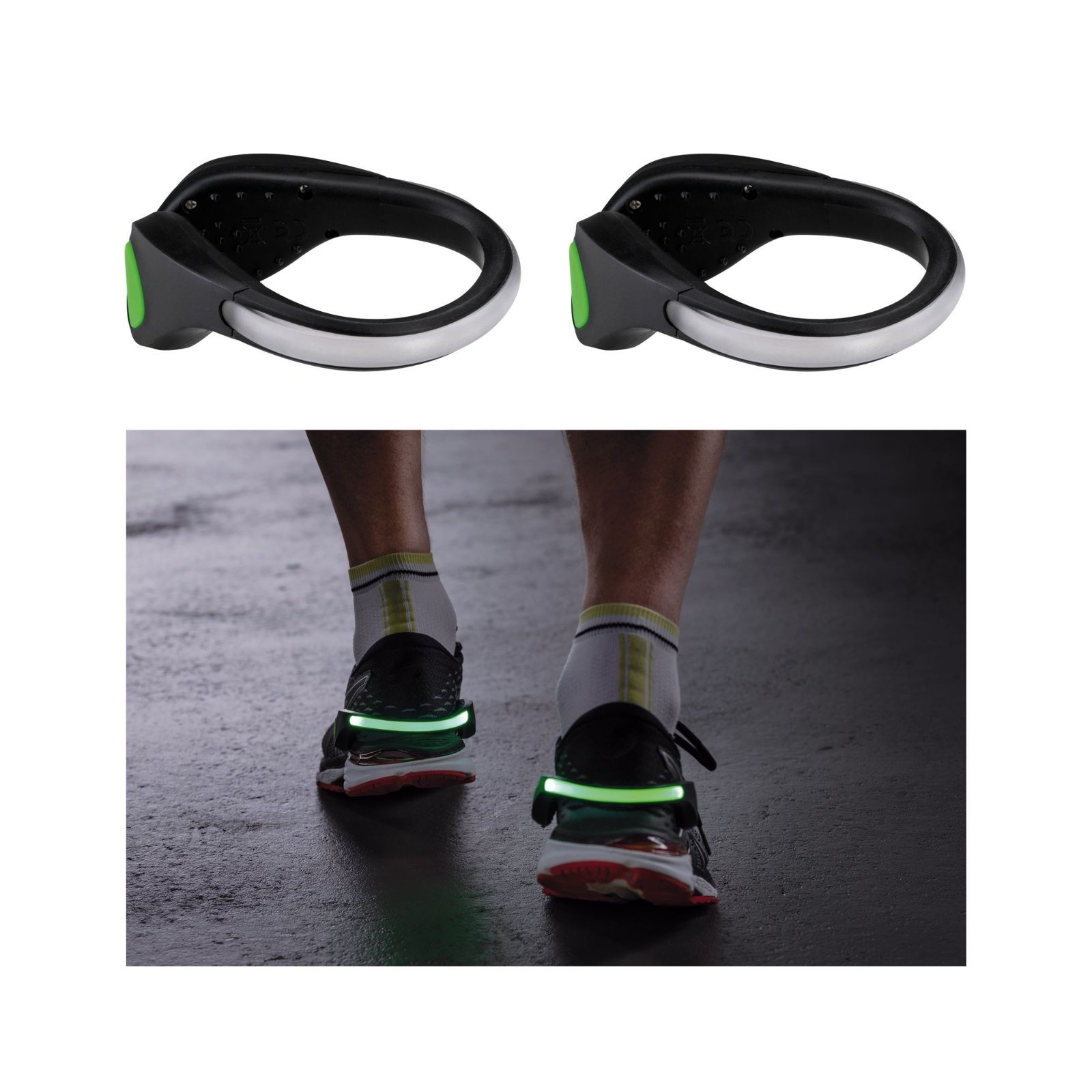 Светодиодное браслет на кроссовки со светодиодной подсветкой Paulmann Shoe Clip 70972, LED 0,2W, черно-белый, черный, пластик - фото 1