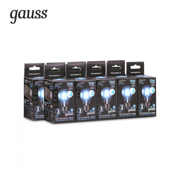 Филаментная светодиодная лампа Gauss 102802210-S груша E27 10W, 4100K (холодный) CRI>90 185-265V, диммируемая, гарантия 3 года - фото 3