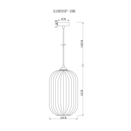Схема с размерами Arte Lamp A1903SP-1BK