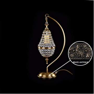 Настольная лампа Artglass ROBYN BRASS ANTIQUE CE, 1xE14x60W, бронза, прозрачный, металл, хрусталь Artglass Crystal Exclusive