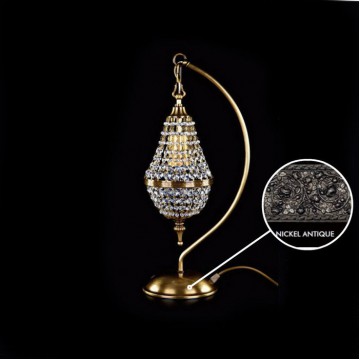 Настольная лампа Artglass ROBYN NICKEL ANTIQUE CE, 1xE14x60W, никель, прозрачный, металл, хрусталь Artglass Crystal Exclusive