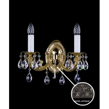 Бра Artglass SAGA II. NICKEL ANTIQUE CE, 2xE14x40W, никель с белым, прозрачный, металл, хрусталь Artglass Crystal Exclusive - миниатюра 1