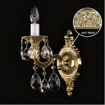 Бра Artglass SARKA I. MATT BRASS CE, 1xE14x40W, золото с белым, прозрачный, металл, хрусталь Artglass Crystal Exclusive - миниатюра 1