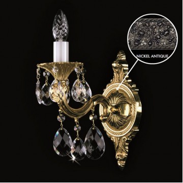 Бра Artglass SARKA I. NICKEL ANTIQUE SP, 1xE14x40W, никель с белым, прозрачный, металл, кристаллы SPECTRA Swarovski - миниатюра 1