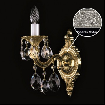 Бра Artglass SARKA I. NICKEL CE, 1xE14x40W, никель с белым, прозрачный, металл, хрусталь Artglass Crystal Exclusive - миниатюра 1