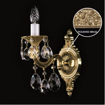 Бра Artglass SARKA I. POLISHED CE, 1xE14x40W, золото с белым, прозрачный, металл, хрусталь Artglass Crystal Exclusive