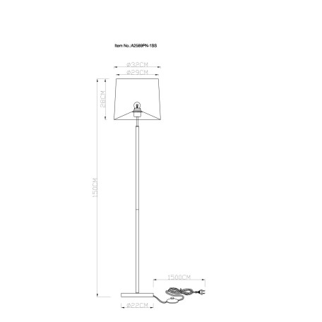 Схема с размерами Arte Lamp A2589PN-1SS