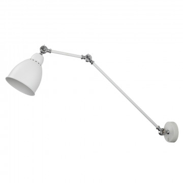 Бра с регулировкой направления света Arte Lamp Braccio A2055AP-1WH, 1xE27x60W, белый с серебром, белый, металл